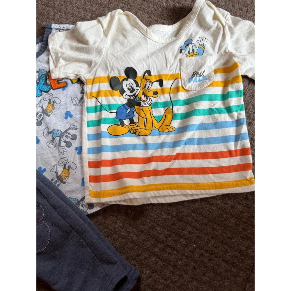 Disney Baby Mickey Mouse Pluto Donald Duck 3 Piece Shirt and Pants Set 12M